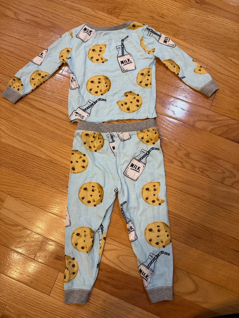 Mud Pie Baby Boys Light Blue Milk & Cookie Print Pajama Set